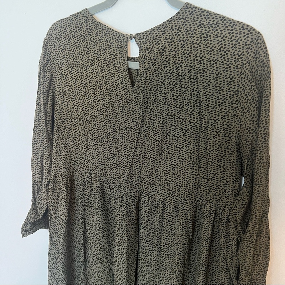 LOFT Olive Midi Dress with Ruffle Hem and 3/4 Sleeves, Medium - Picture 8 of 12